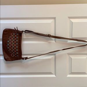 Brown crossbody with stitched colors